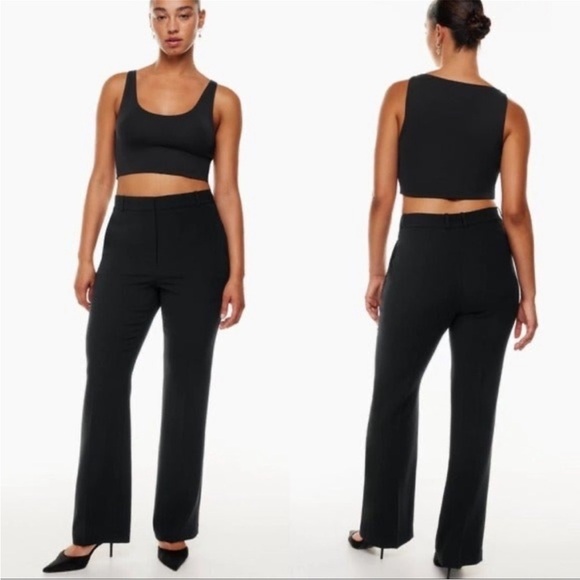 Babaton Aritzia Black Publish High Rise Bootcut Trousers New With tags Size 12 - Picture 1 of 13